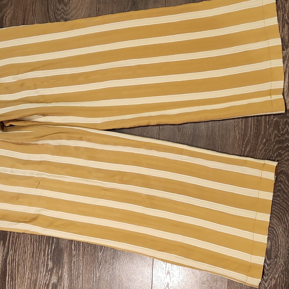 Zara Tan and Cream Striped Wide Leg Pants - Picture 6 of 14